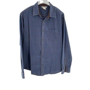 CARBON 2 COBALT BLUE AND BROWN LONG SLEEVE BUTTON DOWN SHIRT